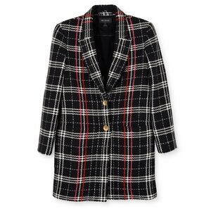 St John Collection Caviar Knit Plaid Blazer Jacket Multi Color Patch Pocket 4